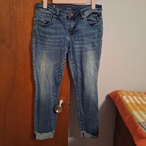 Kut From The Kloth Blue Women's Jeans Straight Leg Frayed Cuff Size 4 Petite